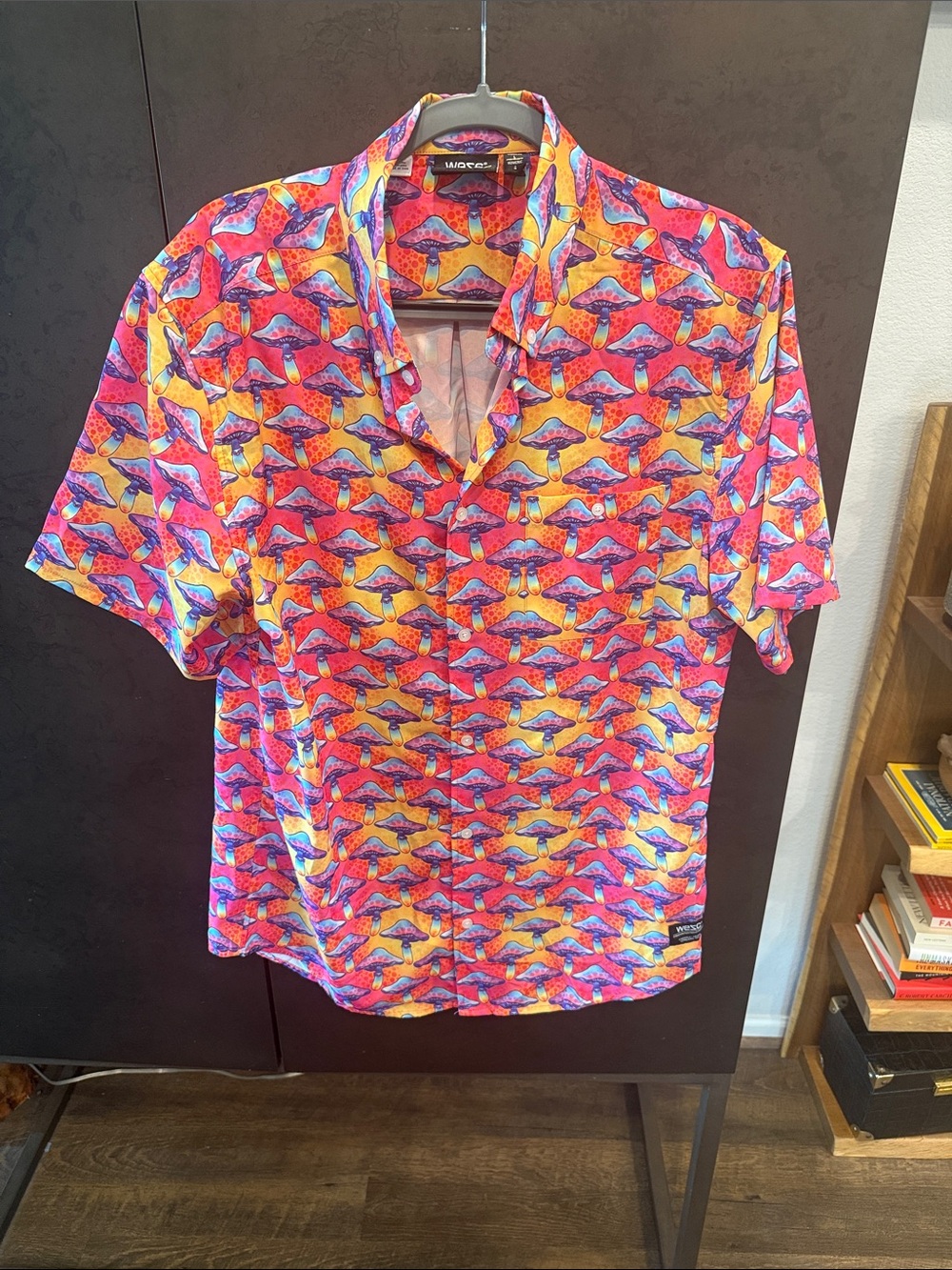 Mushroom Short-Sleeve Button-Up Shirt in Multicolor by